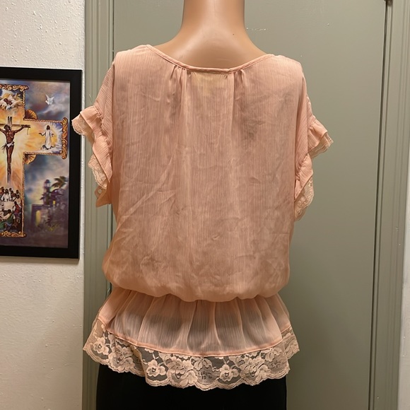 Princess Vera Wang Sheer Lace Peplum Blouse Size Medium EUC - Picture 5 of 10